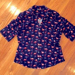 🦩 7th Avenue Design Studio New York & Company flamingo shirt size medium